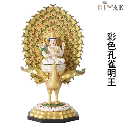 孔雀明王 極彩色 彩色仏像 2.0サイズ 約23.5cm 孔雀明王 極彩色 彩色仏像 2.0サイズ 約23.5cm 孔雀明王 極彩色 彩色